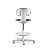 Rear view of the WORK MF2 W Work Chair in dark grey with foot ring and castors by hjh OFFICE