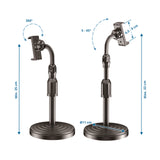 Technical drawing of the Mobile phone & tablet holder FLEXMOBI II with a maximum height of 33 cm by hjh OFFICE