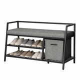 Estha Loft shoe cabinet in black and grey with seating area, two shelves and a storage box by hjh LIVING