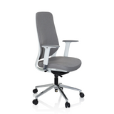 Grey Professional Office Chair CHIARO T4 WHITE with armrests and a five-caster base by hjh OFFICE – 360-degree view (front three-quarter view 60°)