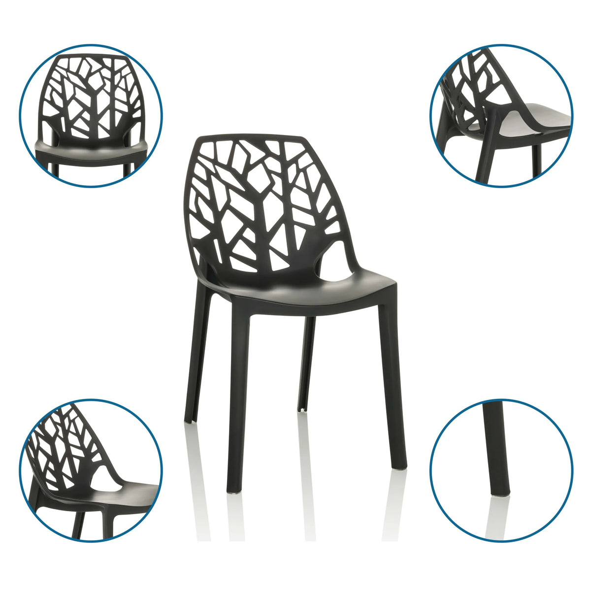 Black Outdoor chair ARTIFO TRI with branch-like backrest structure by hjh OFFICE