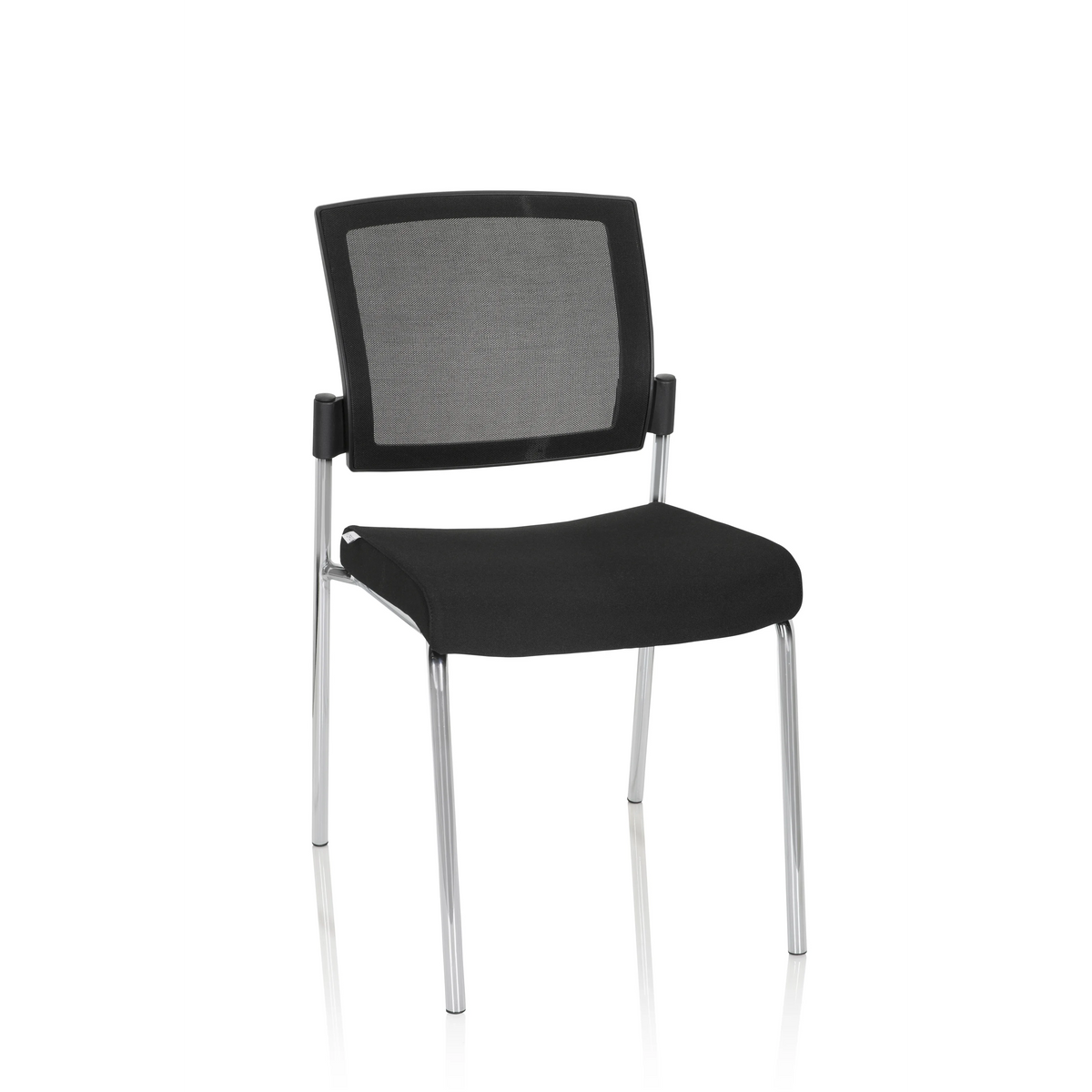 Black four-legged chair K9 V with mesh back and metal frame by hjh OFFICE – 360-degree view (front view 20°)