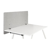 Light grey heather table partition FLEXMIUT D 120 on a white desk by hjh OFFICE – 360-degree view (front view 0°)