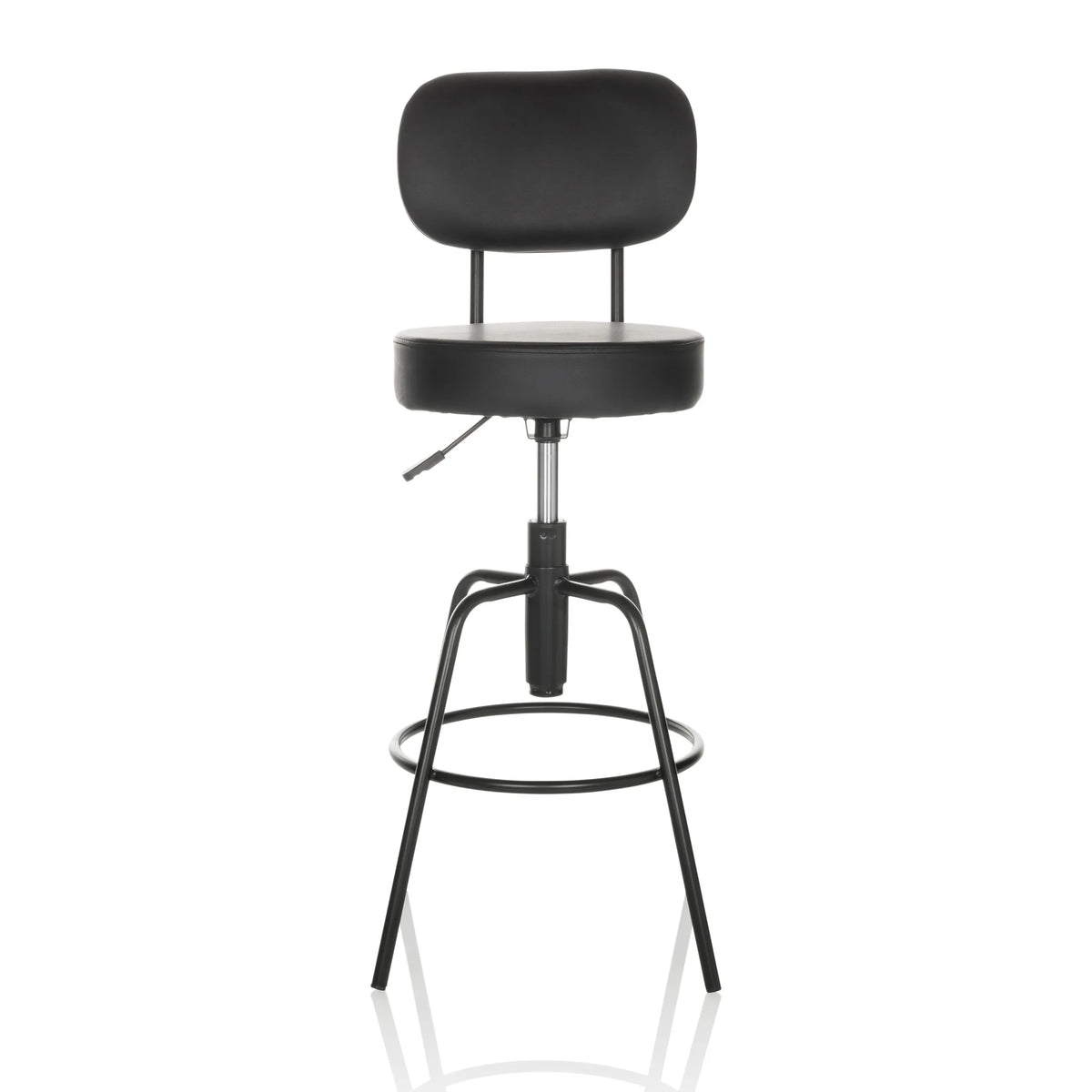 Black Bar stool DISC HIGH with backrest and round footrest by hjh OFFICE – 360-degree view (front view 0°)