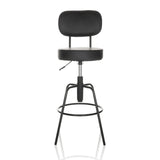 Black Bar stool DISC HIGH with backrest and round footrest by hjh OFFICE – 360-degree view (front view 0°)