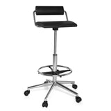 Black Swivel stool TOP WORK 28 with foot ring and five-caster base by hjh OFFICE – 360-degree view (front view 20°)