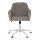 Grey Home Office Chair SOLAO HOME with fabric upholstery and white five-caster base by hjh LIVING – 360-degree view (front view 0°)