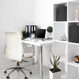 Cream white Professional Executive Chair ASPERA 10 with quilted upholstery and chrome frame by hjh OFFICE