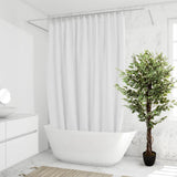Green artificial plant FICUS in a black pot in the bathroom by hjh OFFICE