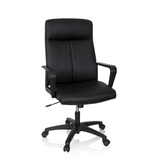 Black Professional Executive Chair LISSO with armrests and five-caster base by hjh OFFICE – 360-degree view (front view 20°)
