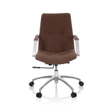 Medium brown Home Office Chair SARANTO II with armrests and five-caster base by hjh OFFICE – 360-degree view (front view 0°)