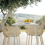 Outdoor chair BEGIO L in beige with mesh structure and armrests by hjh LIVING