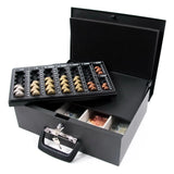 Open black SAFE I cash box with coin tray and banknote compartments, including lock and handle by hjh OFFICE