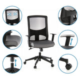 Professional Office Chair LAVITA in black and grey with detailed views of the backrest, seat and gas spring by hjh OFFICE