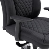 Armrest and quilted faux leather upholstery of the XXL Pullmann Gen2 swivel chair in black by hjh OFFICE