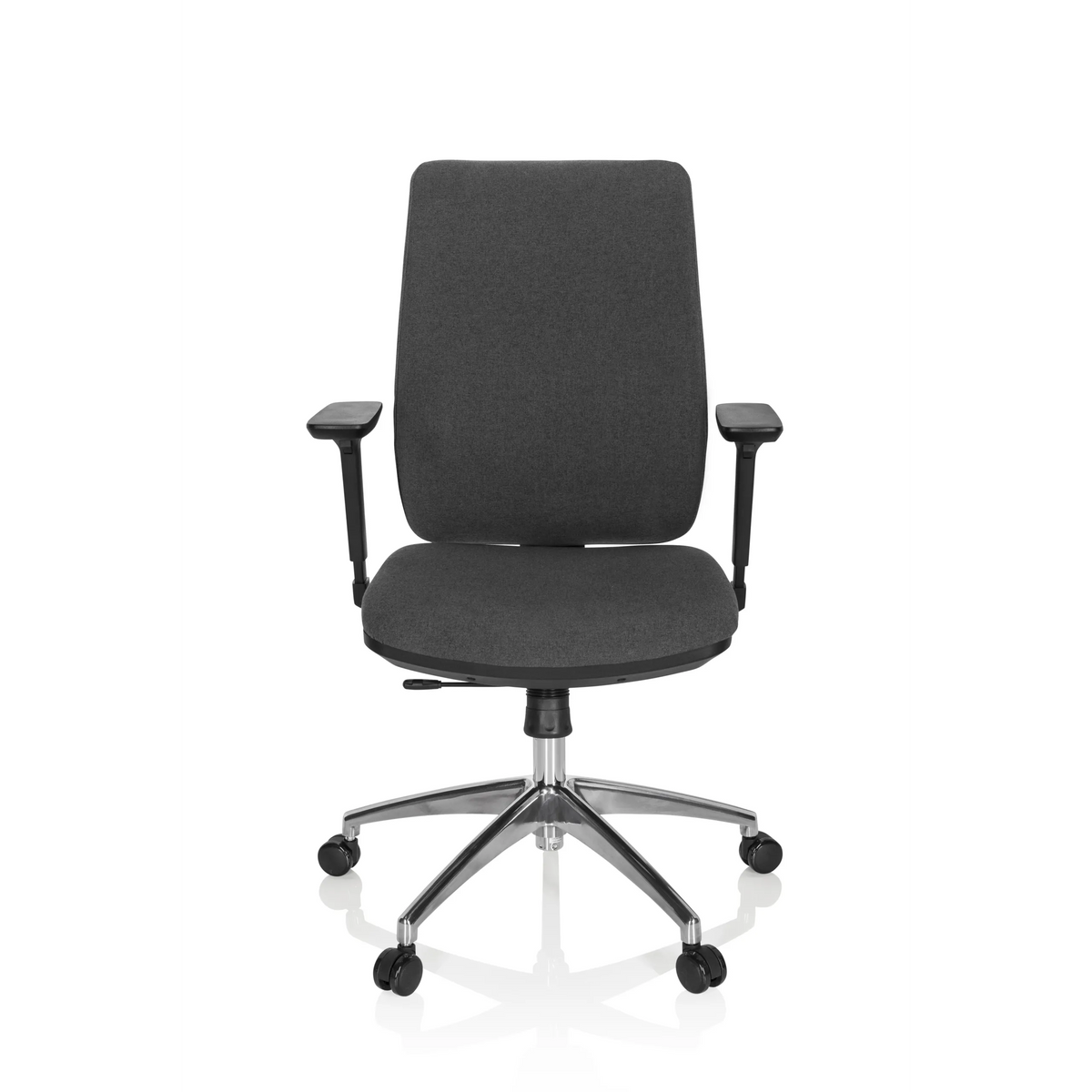 Dark grey Professional Office Chair INTEGRIO I with armrests and five-caster base by hjh OFFICE – 360-degree view (front view 0°)