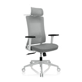 Grey Professional Office Chair COMFIO WMH with mesh back, headrest and five-caster base by hjh OFFICE – 360-degree view (front three-quarter view 40°)