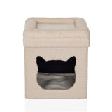 Beige Cat house PAWY ES with cat-head shaped entrance and soft padding by hjh LIVING