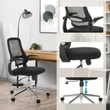 Home Office Chair MIKO B ECO in black with mesh back, adjustable seat height and castors by hjh OFFICE