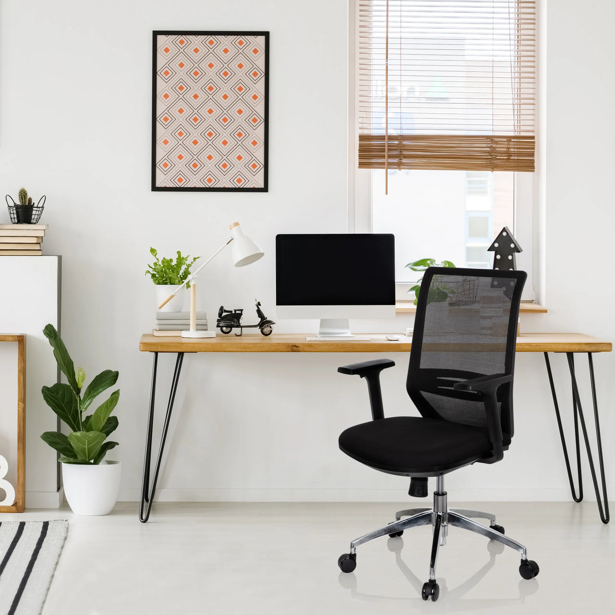 Black Professional Office Chair PROFONDO with mesh backrest and chromed base by hjh OFFICE