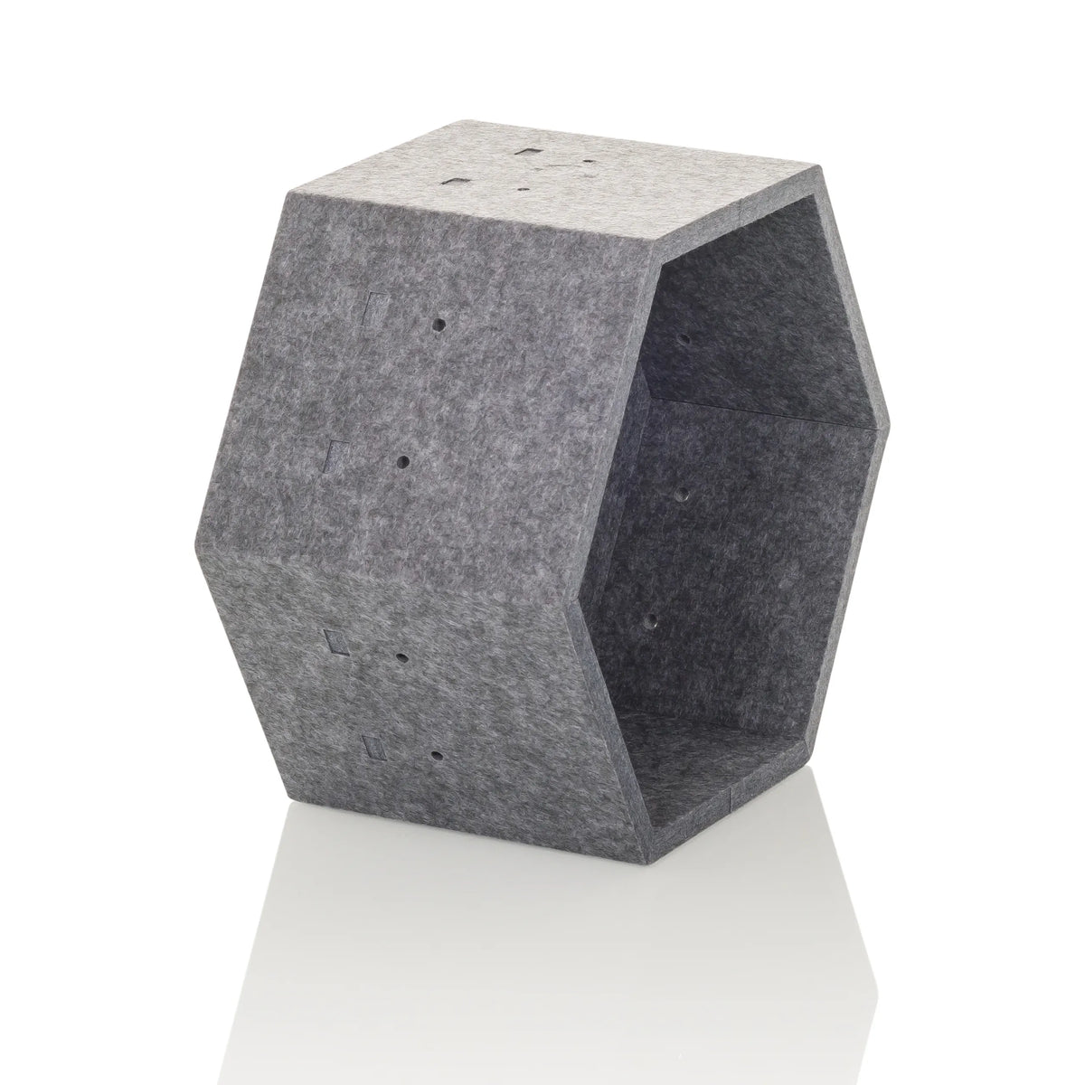 Grey hexagonal felt partition wall FLEXMIUT STORE S by hjh OFFICE – 360-degree view (front three-quarter view 60°)