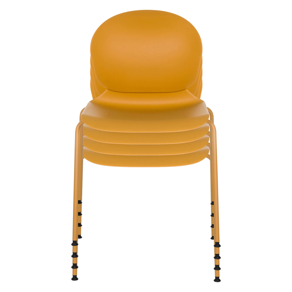 Stackable four-legged chairs T36 VI in yellow with black glides by hjh OFFICE