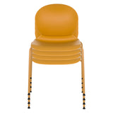 Stackable four-legged chairs T36 VI in yellow with black glides by hjh OFFICE