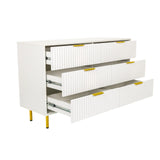 White Sideboard HJELLE with three open drawers and gold-coloured legs by hjh LIVING