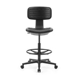 Black Counter chair TOP WORK B with foot ring and five-caster base by hjh OFFICE – 360-degree view (front view 0°)