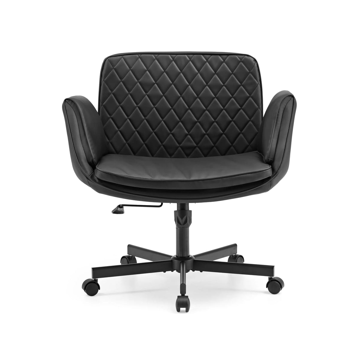 Black Home Office Chair Criss-Cross 10 with quilting and five-caster base by hjh LIVING – 360-degree view (front view 0°)