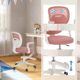 Pink children's swivel chair KIDDY SMART with breathable backrest and height-adjustable seat by hjh OFFICE