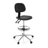 Black Counter chair TOP WORK 24 I with foot ring and five-caster base by hjh OFFICE – 360-degree view (front three-quarter view 40°)