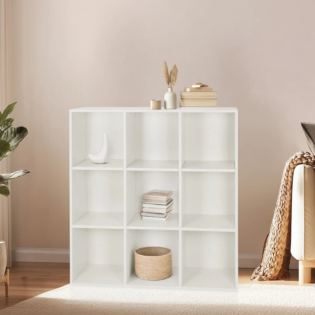 White Shelf BJORKE with nine square open compartments by hjh LIVING