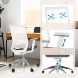 Breathable backrest, height-adjustable armrests and gas lift of the Professional Office Chair ASPEN WHITE by hjh OFFICE