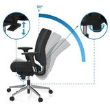 Adjustment options for the backrest and seat height of the Professional Office Chair PRO-TEC 350 with 90° recline by hjh OFFICE