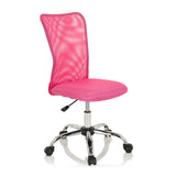 Pink Swivel Chair – Children KIDDY NET I with mesh back and five-caster base by hjh OFFICE – 360-degree view (front three-quarter view 40°)
