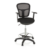 Black Counter chair TOP WORK 108 with mesh back, foot ring and five-caster base by hjh OFFICE – 360-degree view (front view 20°)