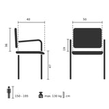 Technical drawing of the guest chair ZANTA B PU with a seat height of 47 cm by hjh OFFICE