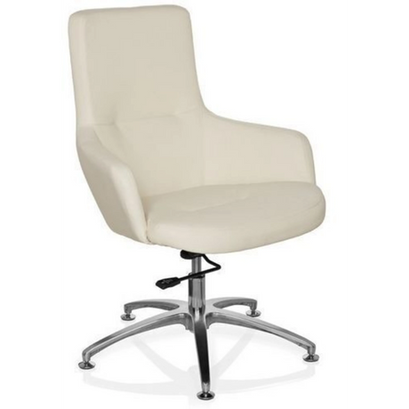 Cremeweißer Loungesessel SHAKE 300 mit glänzendem Metallfußkreuz und Rollen von hjh OFFICE