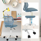 Blue children's swivel chair KID QW with gas lift for height adjustment and castors on the base by hjh OFFICE