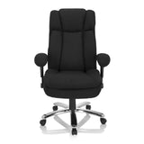 Black Swivel Chair BUILDER XXL I with fabric cover and a five-caster base by hjh OFFICE – 360-degree view (front view 0°)