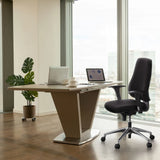 Black Professional Office Chair PRO-TEC 200 with armrests and castors at a desk by hjh OFFICE