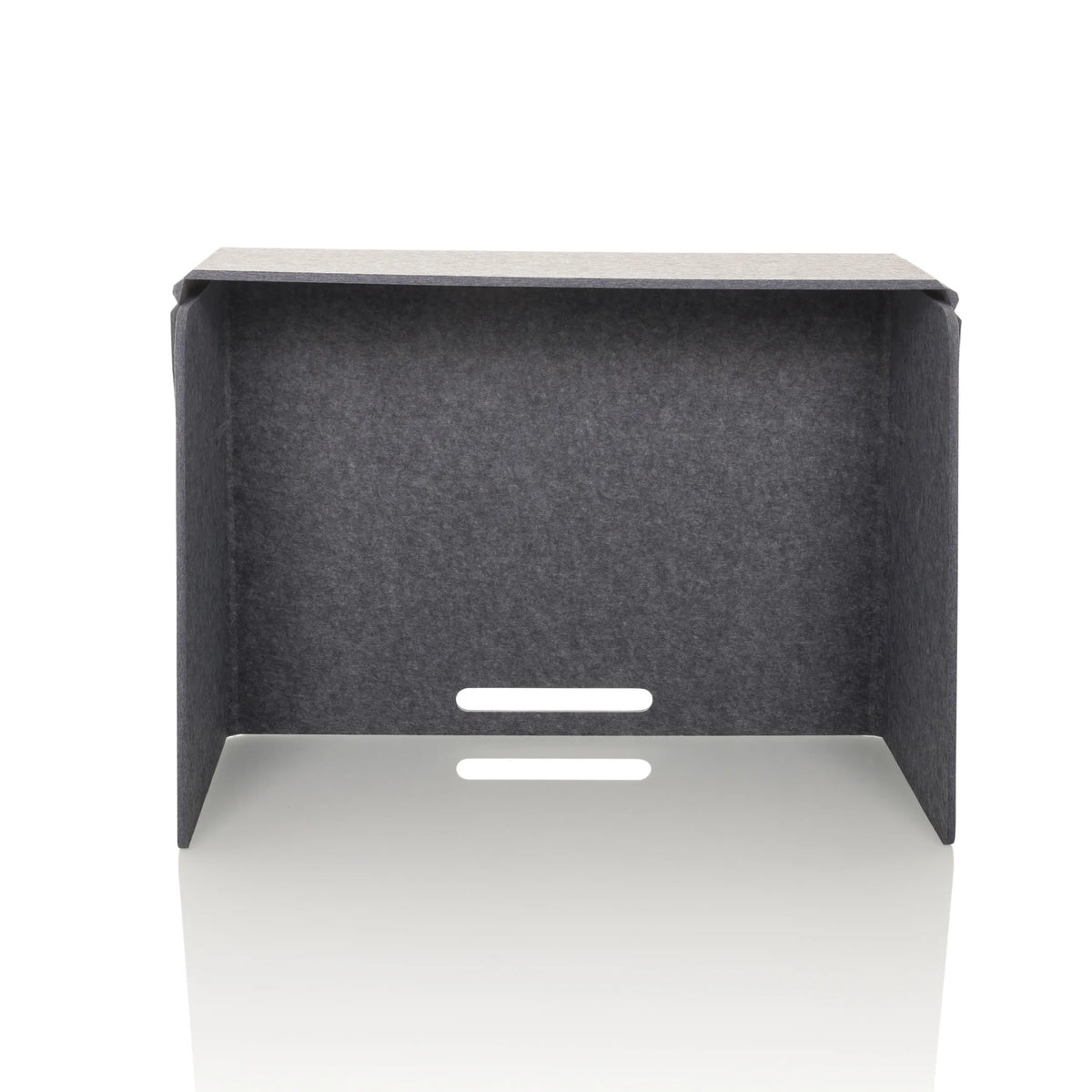 Grey table partition FLEXMIUT FOLD with two horizontal cable outlets by hjh OFFICE – 360-degree view (front view 0°)