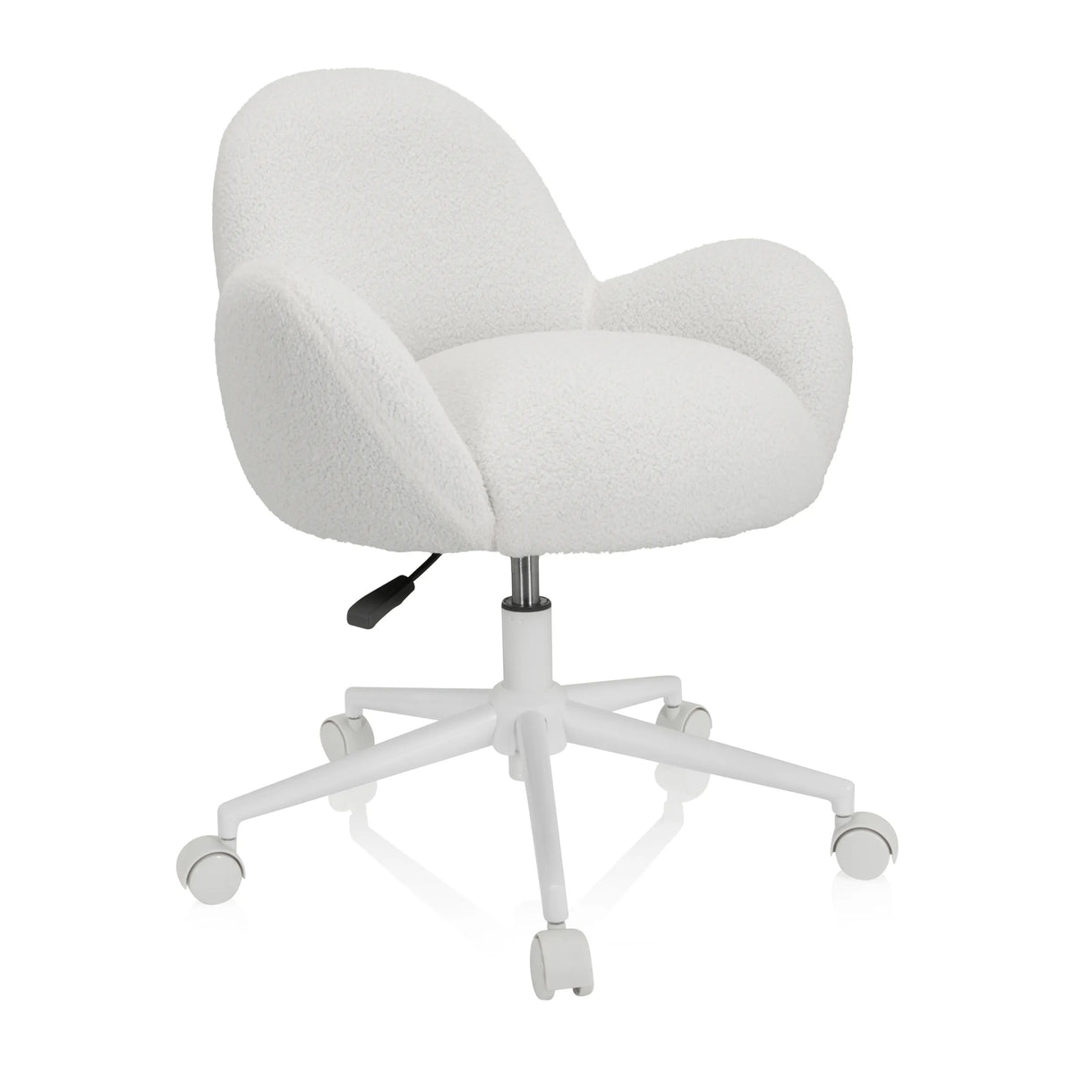 White Swivel Chair – Children KID TEDDY I with textured upholstery and five-caster base by hjh OFFICE – 360-degree view (front three-quarter view 40°)
