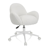 White Swivel Chair – Children KID TEDDY I with textured upholstery and five-caster base by hjh OFFICE – 360-degree view (front three-quarter view 40°)