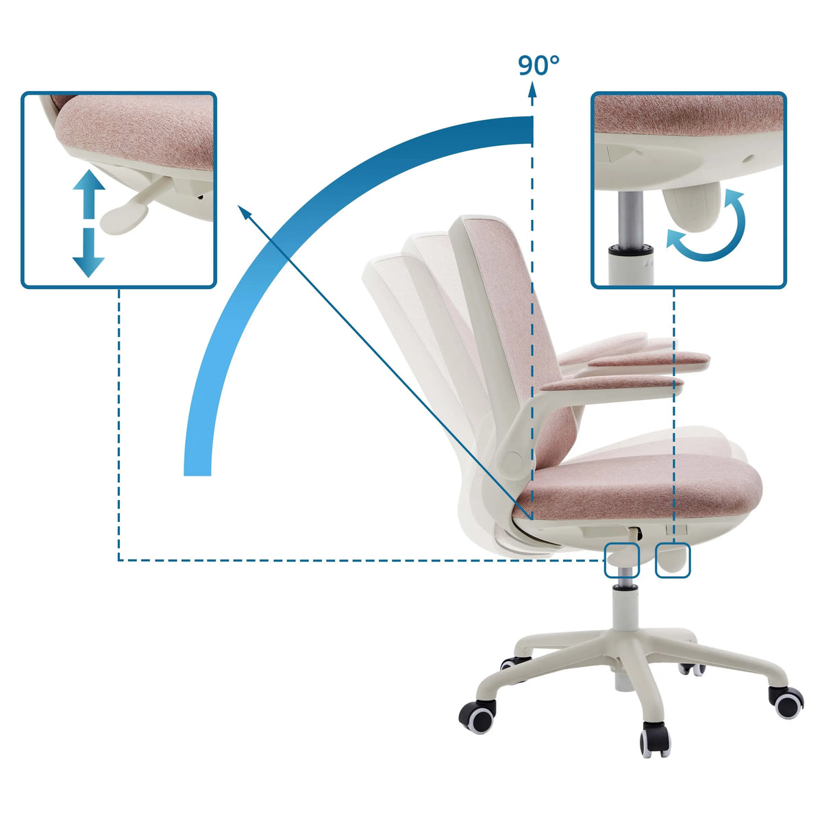 Adjustable backrest with tilt up to 90 degrees of the Swivel Chair – Children Swivelo by hjh OFFICE