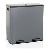 Grey Clean 13 wastepaper bin with two compartments and two foot pedals by hjh OFFICE – 360-degree view (front view 15°)