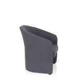 Dark grey Upholstered armchair SAN JUAN with rounded backrest and armrests by hjh OFFICE – 360-degree view (side profile 80°)