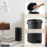 Black CLEAN STEP 2 wastepaper bin with lid, bin liner and foot pedal by hjh OFFICE (AI-generated image)