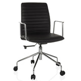 Black Luxury Executive Chair VEMONA 30 with cross-stitching, armrests and five-caster base by hjh OFFICE – 360-degree view (front view 15°)